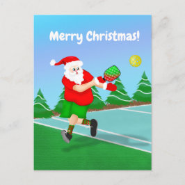 Funny Santa Playing Pickleball Frohe Weihnachten