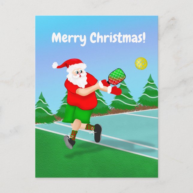 Funny Santa Playing Pickleball Frohe Weihnachten (Vorderseite)