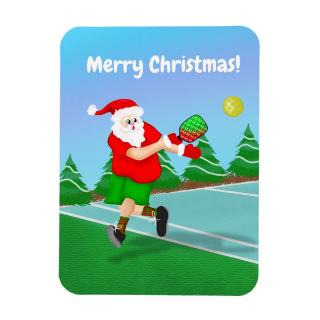 Funny Santa Playing Pickleball Frohe Weihnachten Magnet (Vertikal)