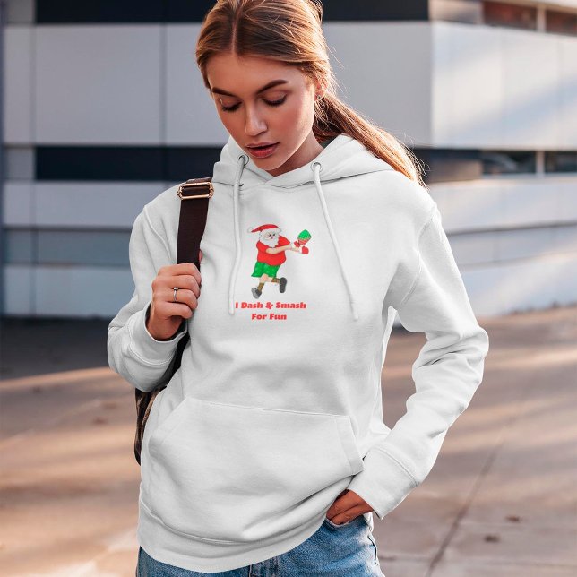 Funny Santa Playing Pickleball I Dash & Smash Spaß Hoodie (Von Creator hochgeladen)