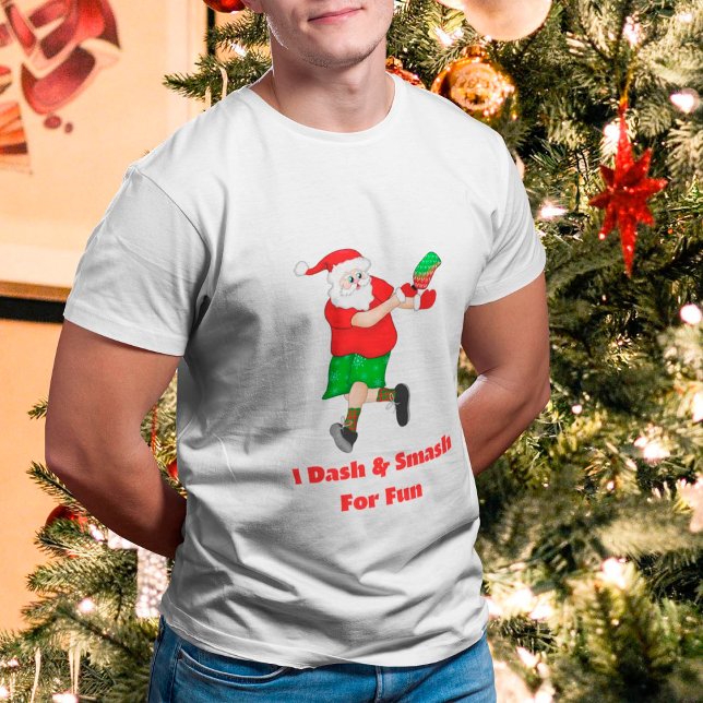 Funny Santa Playing Pickleball I Dash & Smash Spaß T-Shirt (Von Creator hochgeladen)