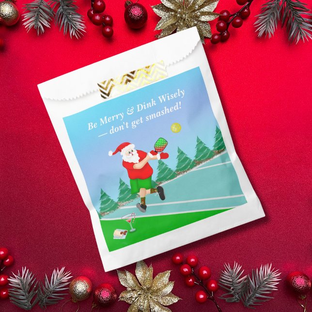 Funny Santa Playing Pickleball Merry Volley Xmas Geschenktütchen (Von Creator hochgeladen)