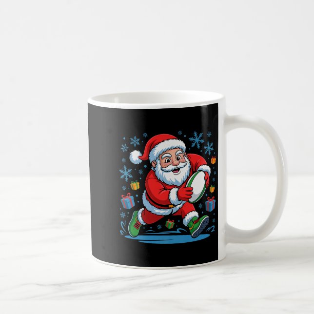 Funny Santa Playing Rugby Holiday Christmas Xmas P Kaffeetasse (Rechts)