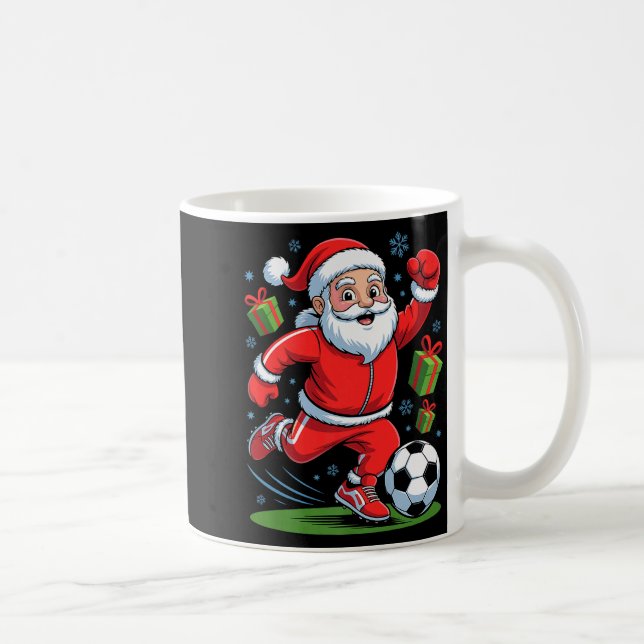 Funny Santa Playing Soccer Holiday Christmas Xmas  Kaffeetasse (Rechts)
