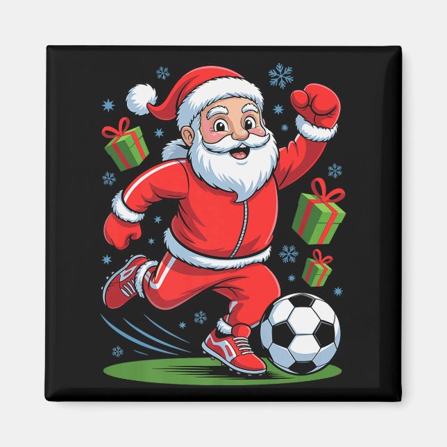 Funny Santa Playing Soccer Holiday Christmas Xmas  Magnet (Vorne)