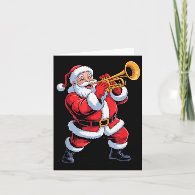 Funny Santa Playing Trumpet Holiday Chrismas Xmas  Karte (Vorderseite)