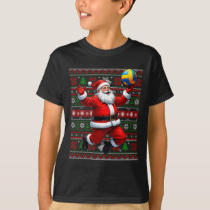 Funny Santa Playing Volleyball Ugly Weihnachten Sw T-Shirt