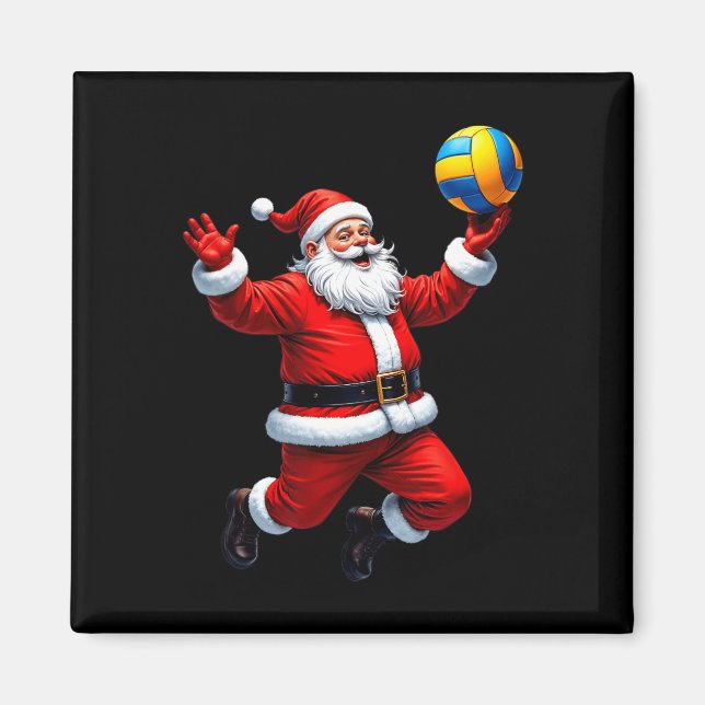 Funny Santa Playing Volleyball WeihnachtsLICHT XM Magnet (Vorne)