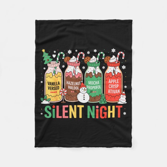 Funny Santa Profol Silent Night Icu Nurses Merry C Fleecedecke (Vorderseite)