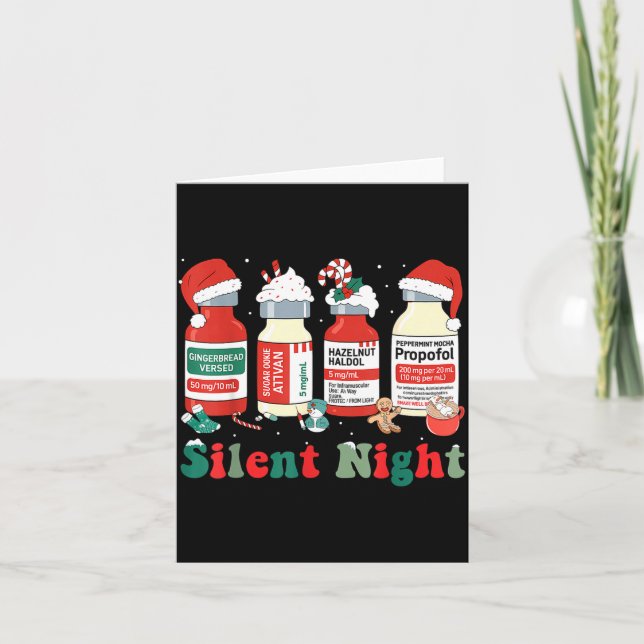 Funny Santa Profol Silent Night Icu Nurses Merry C Karte (Vorderseite)