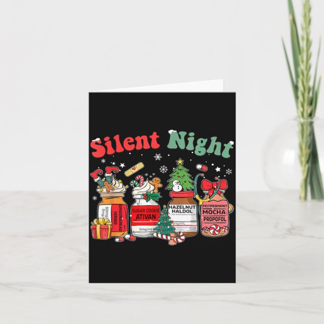 Funny Santa Profol Silent Night Icu Nurses Merry C Karte (Vorderseite)