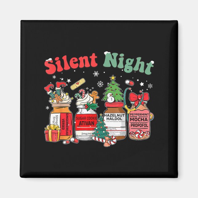 Funny Santa Profol Silent Night Icu Nurses Merry C Magnet (Vorne)