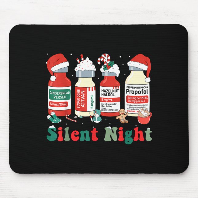 Funny Santa Profol Silent Night Icu Nurses Merry C Mousepad (Vorne)