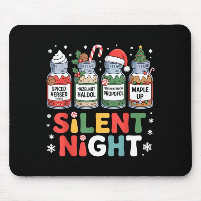 Funny Santa Profol Silent Night Icu Nurses Merry C Mousepad (Vorne)
