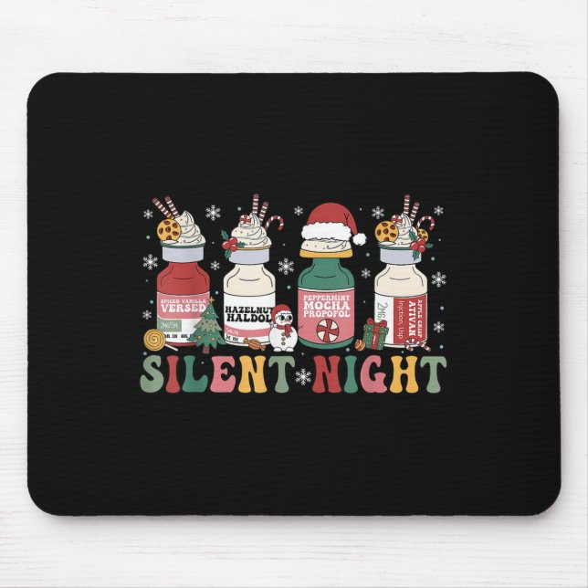Funny Santa Profol Silent Night Icu Nurses Merry C Mousepad (Vorne)