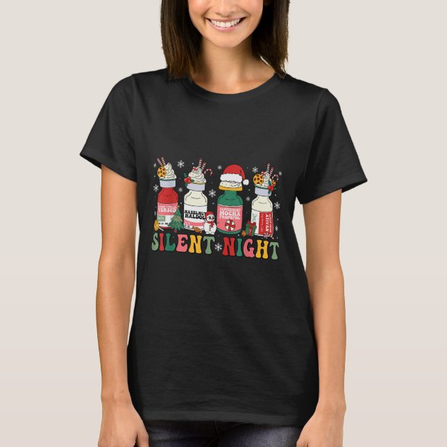 Funny Santa Profol Silent Night Icu Nurses Merry C T-Shirt (Vorderseite)