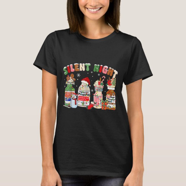 Funny Santa Profol Silent Night Icu Nurses Merry C T-Shirt (Vorderseite)