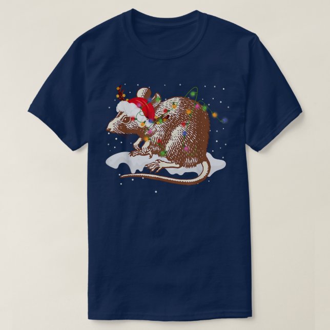 Funny Santa Rat Animal Christmas Lights Lights Lov T-Shirt (Design vorne)