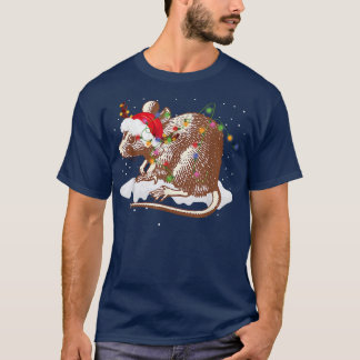 Funny Santa Rat Animal Christmas Lights Lights Lov T-Shirt