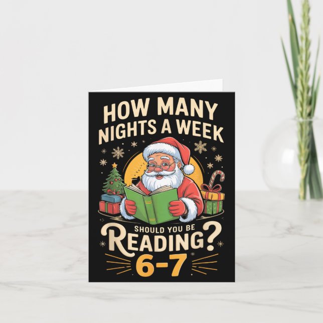 Funny Santa Reading 67 Meme Tee Christmas Teacher  Karte (Vorderseite)