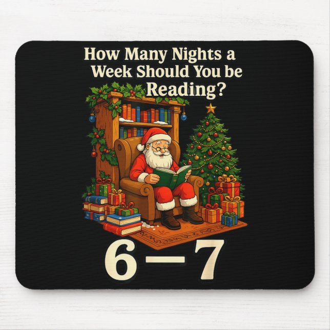 Funny Santa Reading 67 Meme Tee Christmas Teacher  Mousepad (Vorne)