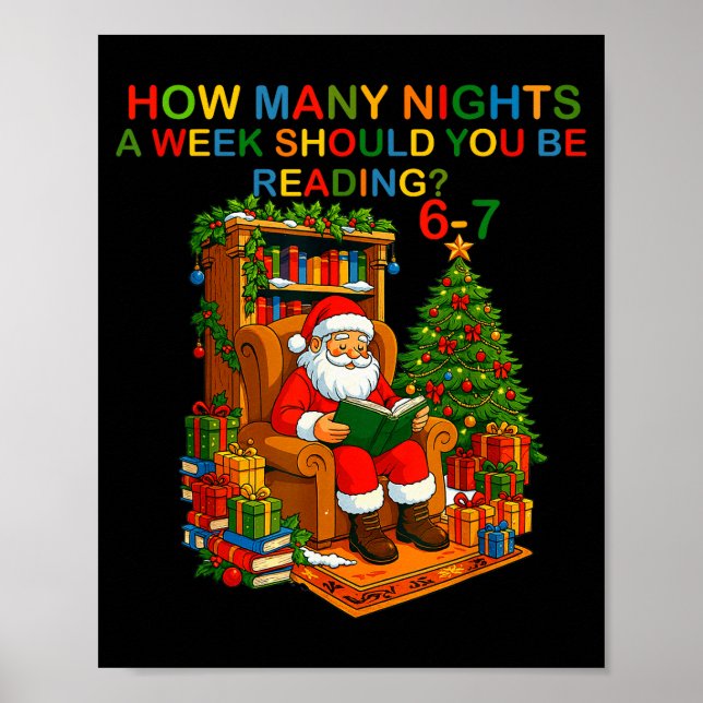 Funny Santa Reading 67 Meme Tee Christmas Teacher  Poster (Vorne)