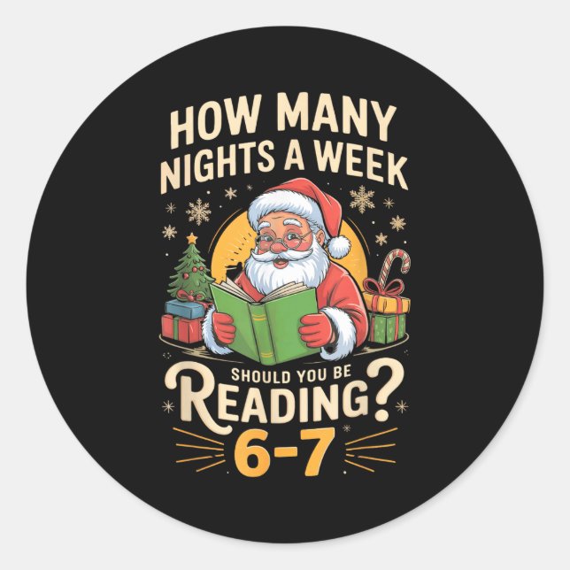 Funny Santa Reading 67 Meme Tee Christmas Teacher  Runder Aufkleber (Vorderseite)