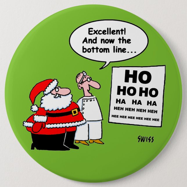 Funny Santa Reads Optometristisches Augendiagramm  Button (Vorderseite)