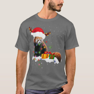 Funny Santa Red Panda Weihnachtsleuchten Lover Chr T-Shirt