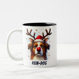 Funny Santa Rein-Dog Rote Nase Zweifarbige Tasse