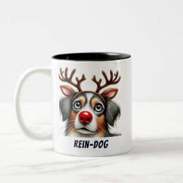Funny Santa Rein-Dog Zweifarbige Tasse