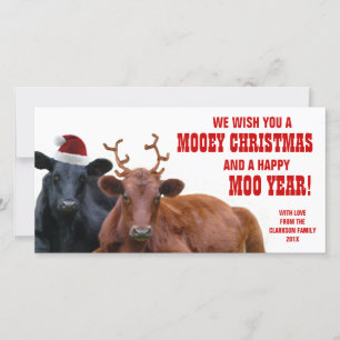 Funny Santa Reindeer Kühe Weihnachtsbauernhof für  Feiertagskarte
