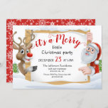 Funny Santa Reindeer Merry Little Christmas Party Einladung<br><div class="desc">Funny Santa Reindeer Frohe kleine Weihnachtsfeier Party Einladung.</div>