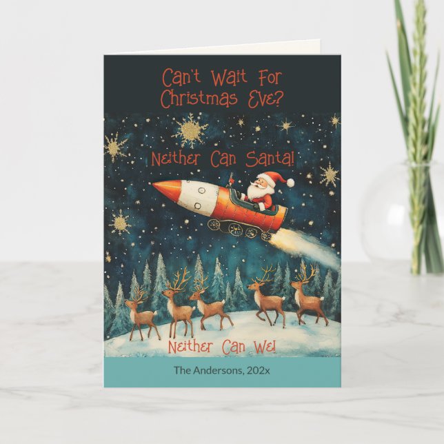 Funny Santa Retro Weihnachts-Weihnachtskarte Feiertagskarte (Vorderseite)