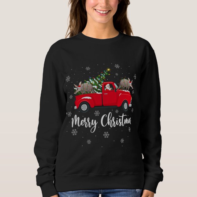 Funny Santa Riding Christmas Tree Truck Aardvark C Sweatshirt (Vorderseite)