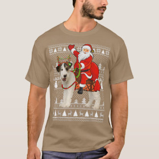 Funny Santa Riding für Terrier Dog Ugly Weihnachte T-Shirt