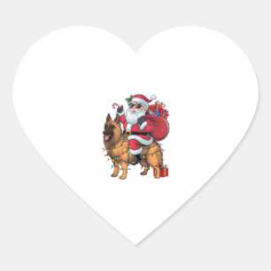 Funny Santa Riding German Shepherd Dog Weihnachten Herz-Aufkleber