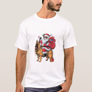 Funny Santa Riding German Shepherd Dog Weihnachten T-Shirt