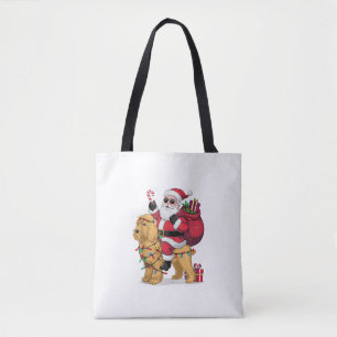 Funny Santa Riding Goldendoodle Dog Weihnachten