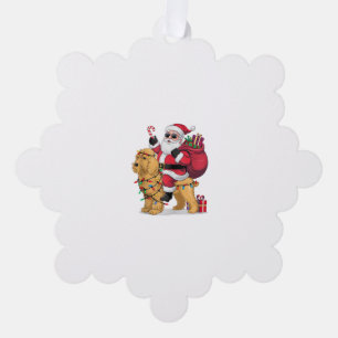 Funny Santa Riding Goldendoodle Dog Weihnachten Ornament Karte