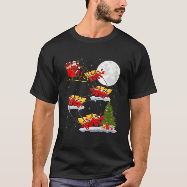 Funny Santa Riding Hermit Crab Christmas Lighting T-Shirt (Vorderseite)