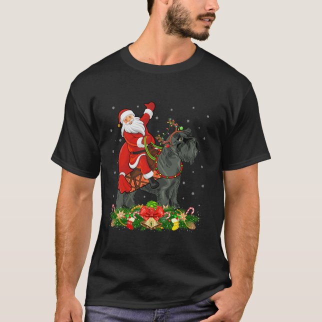 Funny Santa Riding Miniature Schnauzer Dog Christm T-Shirt (Vorderseite)