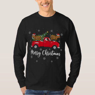 Funny Santa Riding Weihnachtsbaum Truck Capybara C T-Shirt