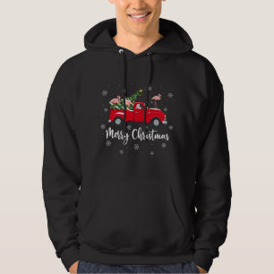 Funny Santa Riding Weihnachtsbaum Truck Flamingo C Hoodie