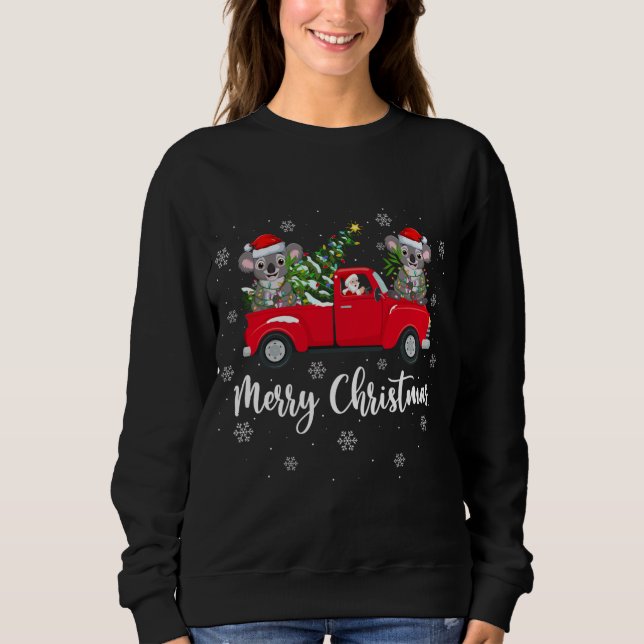 Funny Santa Riding Weihnachtsbaum Truck Koala Chri Sweatshirt (Vorderseite)