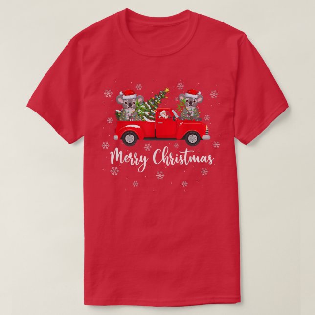 Funny Santa Riding Weihnachtsbaum Truck Koala Chri T-Shirt (Design vorne)