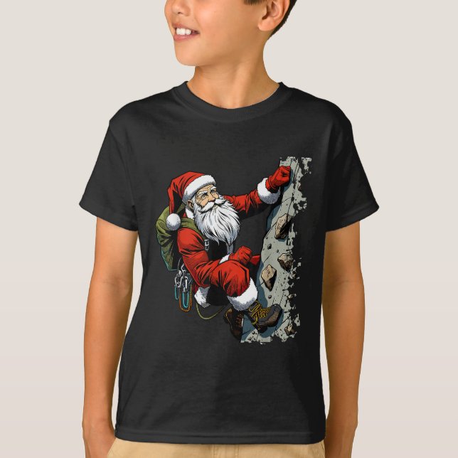 Funny Santa Rock Klettern Weihnachten Weihnachten T-Shirt (Vorderseite)