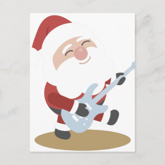 Funny Santa Rocker Musician Gitarre Weihnachtsgesc Feiertagspostkarte