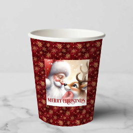 Funny Santa Rudolph Cartoon Christmas Paper Drink  Pappbecher