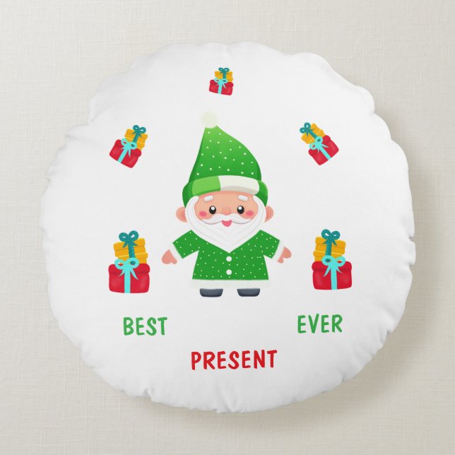Funny Santa Rundes Kissen (Vorderseite)